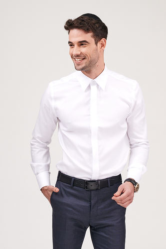חולצת חפתים לבנה בגזרת SLIM