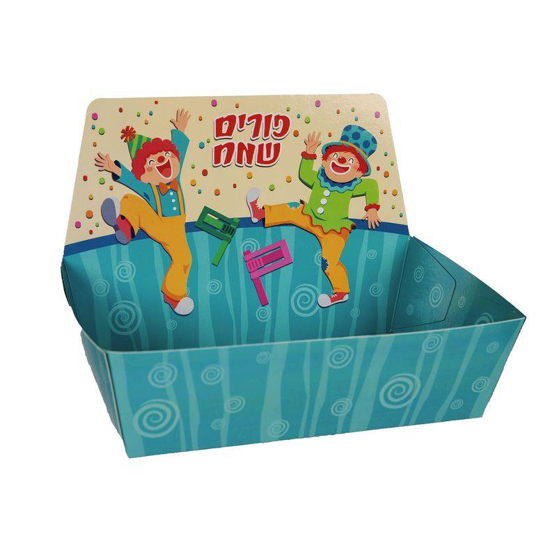 מגש קרטון למשלוח מנות דגם ליצנים בינוני