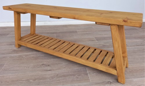 ספסל עץ ספא עם מדף-120 ס