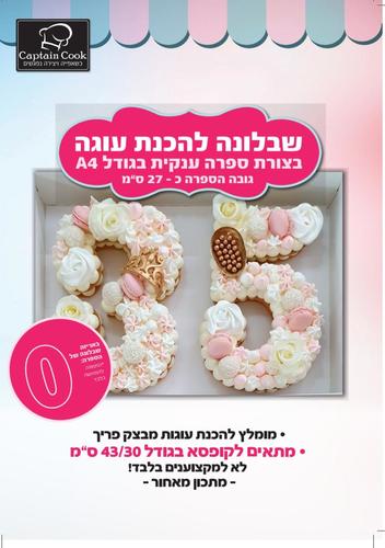 שבלונה מפלסטיק לעוגה בגודל A4 ספרה 0