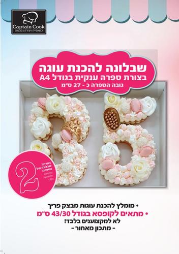 שבלונה מפלסטיק לעוגה בגודל A4 ספרה 2
