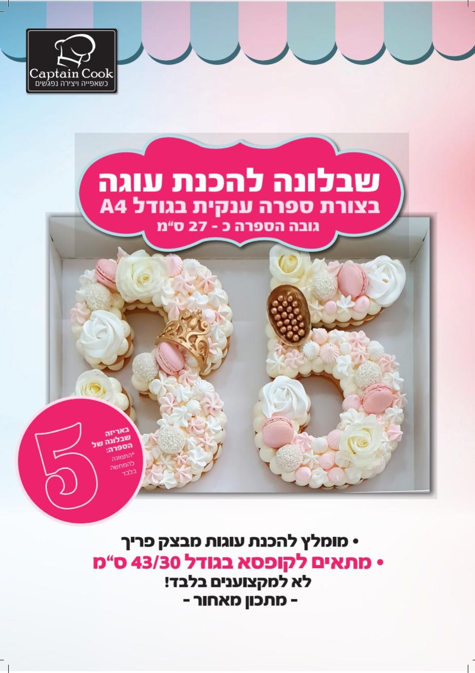שבלונה מפלסטיק לעוגה בגודל A4 ספרה 5