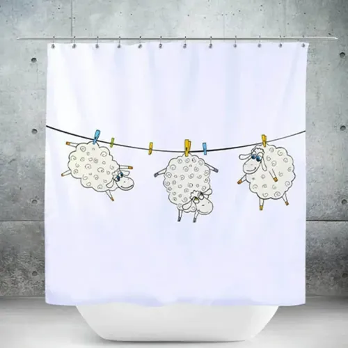 וילון אמבטיה כבשים על חבל 240/180 Art -4 מתוך קולקציית וילונות אמבטיה (תמונה ראשית) - מתאים לשדרוג מראה האמבטיה בקלות ובמהירות