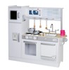 מטבח עץ עם קיר לבנים בצבע לבן לילדים עם מקרר מקפיא עליון, מדיח כלים, תנור, מיקרוגל וכיריים 4 להבות - עלמה