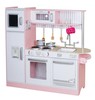 מטבח עץ בצבע ורוד/לבן לילדים עם מקרר מקפיא עליון, מדיח כלים, תנור, מיקרוגל וכיריים 4 להבות - רעות