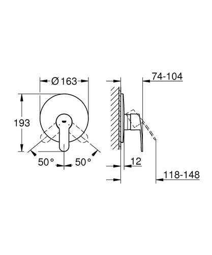 כיסוי חיצוני 3 דרך 19507002 יורוסטייל EUROSTYLE כרום GROHE