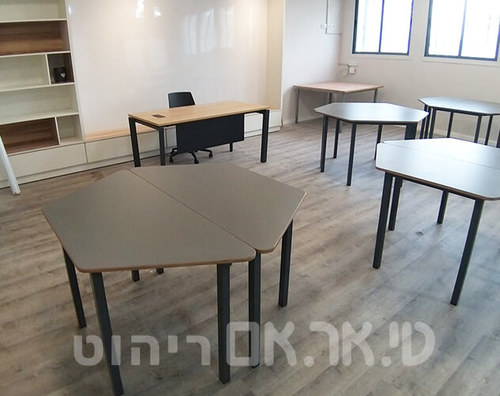 שולחן טרפז זוגי עם פלטה בגוון אפור צפחה