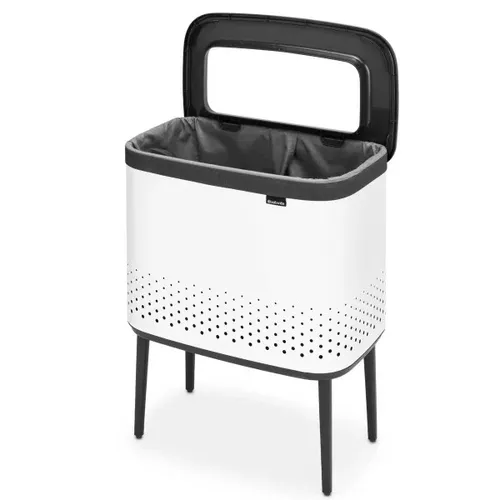 סל כביסה 60 ליטר -Brabantia BO לבן (צילום חומר הגלם) - שילוב מושלם בין נוחות שימוש יומיומית לסטייל נקי