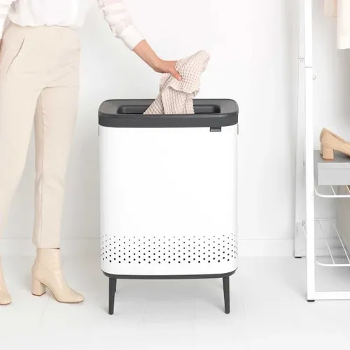 סל כביסה מחולק 45X2 ליטר -Brabantia BO לבן (מכלול ומידות) - פתרון פונקציונלי ואסתטי לארגון הבית