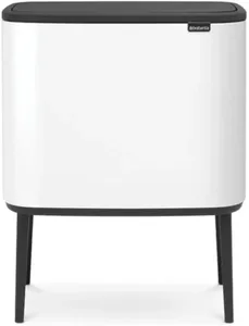 פח ברבנטיה למטבח 36 ליטר - Brabantia BO לבן -24 מתוך קולקציית פחי אשפה למטבח (מבט קדמי) - קל לניקוי ותחזוקה לשמירה על מראה חדש ומבריק