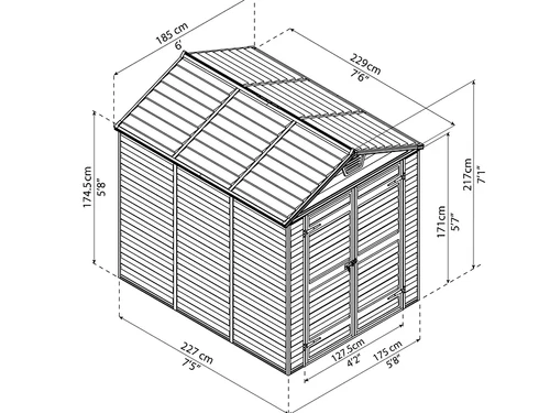 מחסן גינה Skylight אפור 1.9x2.3 מק