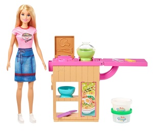 בובת ברבי ערכה להכנת נודלס עם מגוון אביזרים מסדרת המקצועות