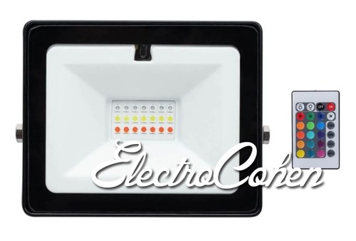 פנס הצפה שבתאי AC 10W מסגרת שחורה - אור בגוון צבעוני RGB עם שלט