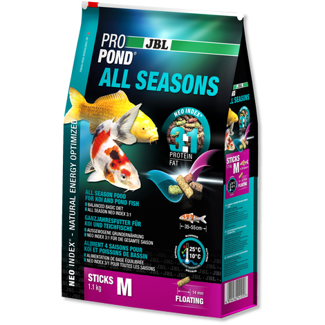 ג'יי בי אל במבה צבעונית לדגי בריכה 5.8 קילו JBL PROPOND ALL SEASONS M