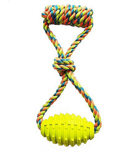 חבל דנטלי 2 לולאות בשילוב כדור מחוספס I DOG