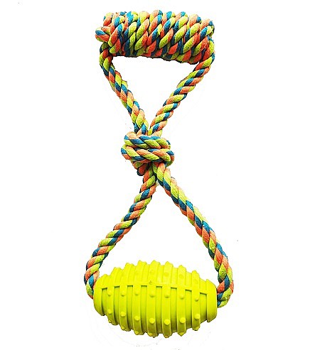 חבל דנטלי 2 לולאות בשילוב כדור מחוספס I DOG
