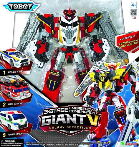 טובוט GIANT V ג'איינט וי - רובוטTOBOT לוחם ענק שמשתנה לשלושה רכבי חירום שונים, כולל גרזן
