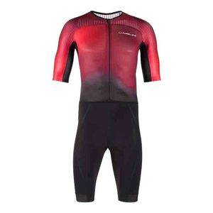 חליפת רכיבה שלמה NEW ERGO SUIT שחור-אדום פלורסנטי אירודינמית אלסטית מתקדמת 3D מנדפת