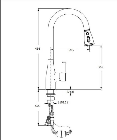 חמת ברז מטבח נשלף דגם 304566 כרום מבריק