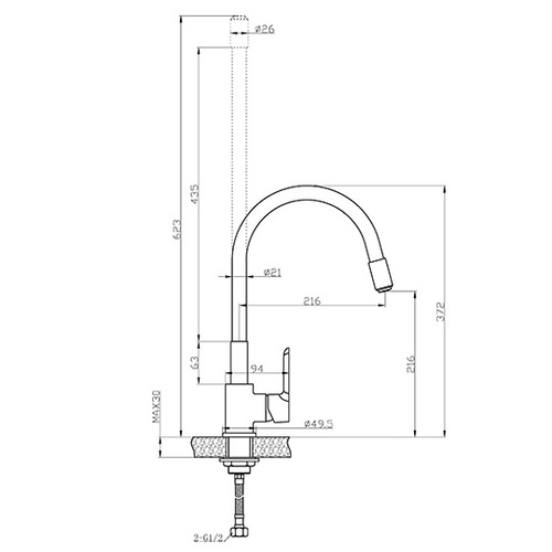 ברז פרח לכיור מטבח / רחצה דגם 900A פיה גומי גמישה DUCK אקווילה במגוון צבעים