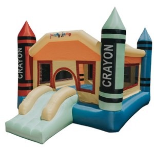 מתנפח גדול לחצר הבית עם ארבעה עמודי צבע, רשת היקפית ומגלשה, כולל מפוח ותיק אחסון - מגה צבעי פנדה