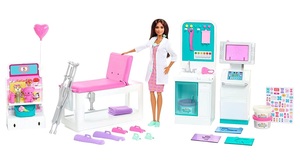 ערכת ברבי מרפאה + בובת רופאה עם אביזרים מסדרת המקצועות