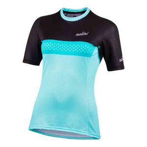 חולצה לרכיבת אופניים לגברים MTB LADY SHIRT שחור-טורקיז רשת מאווררת ועמידה לשטח
