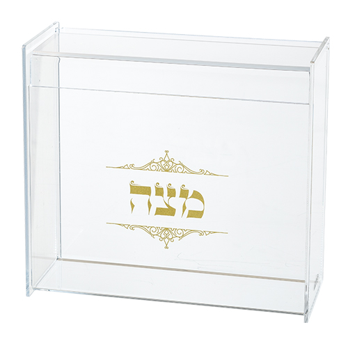כלי למצה מפרספקס שקוף עם הדפסה 21X23 ס"מ