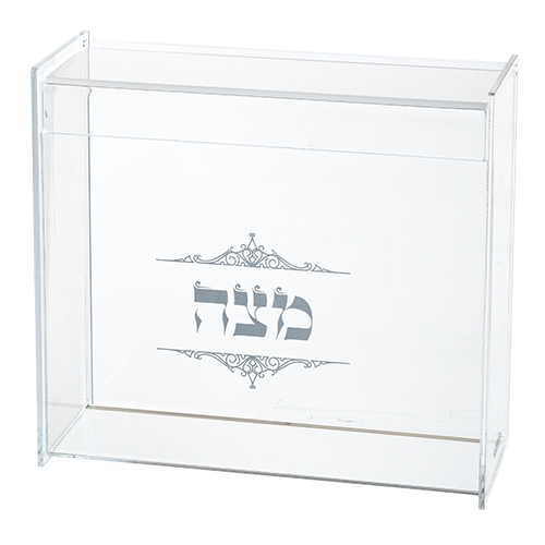 כלי למצה מפרספקס שקוף עם הדפסה 21X23 ס"מ