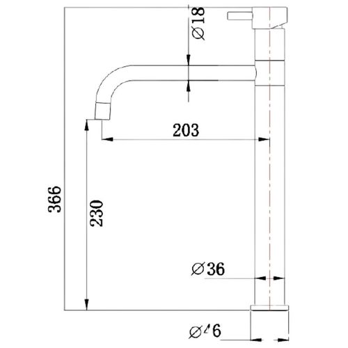 ברז פרח גבוה לכיור מונח דגם לובר ידית בירה 1901 כרום ניקל
