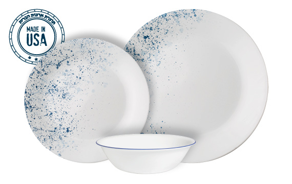 סט צלחות 18 חלקים, קורנינג אינדיגו ספקל | Corning Ware Indigo Speckle