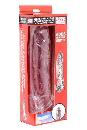 שרוול רך המעבה ומאריך את איבר הגבר Realistic Clear Penis Enhancer and Ball Stretcher