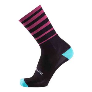 גרבי רכיבה GRAVEL SOCKS פוליאמיד ואלסטן שחור-ורוד פלורסנטי קייציים מספקים קומפרסיה מנדפים
