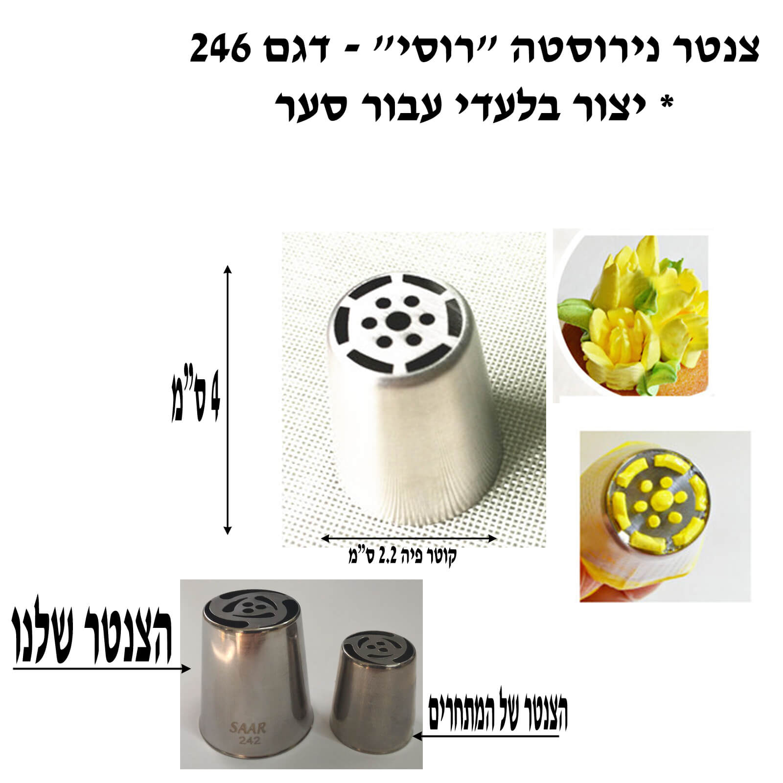 צנטר נירוסטה סער “רוסי” גדול דגם 246- קוריאה