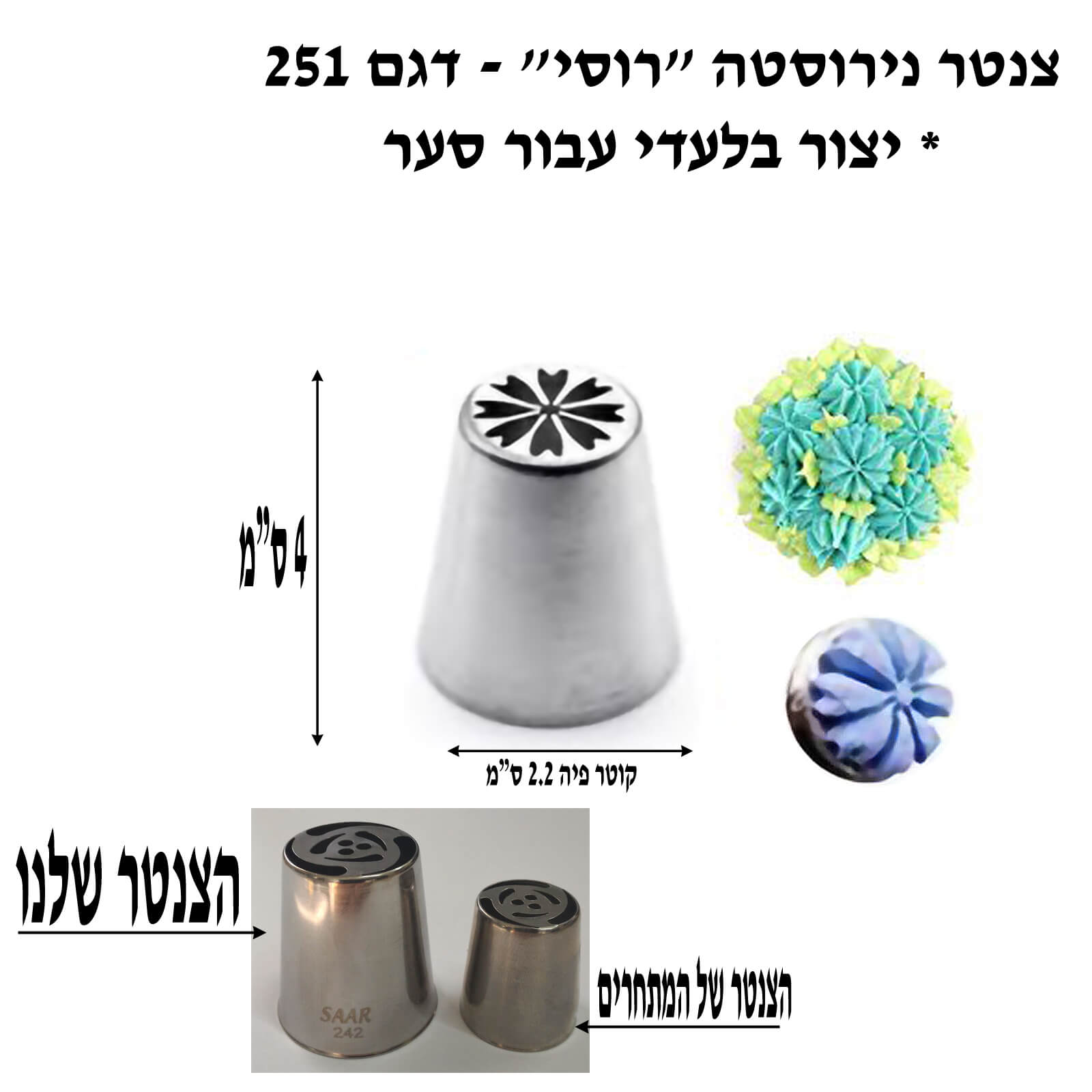 צנטר נירוסטה סער “רוסי” גדול דגם 251- קוריאה