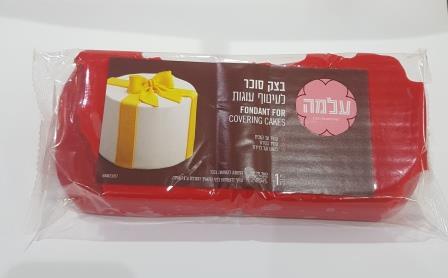 בצק סוכר אדום עלמה 1 ק״ג (פרווה)