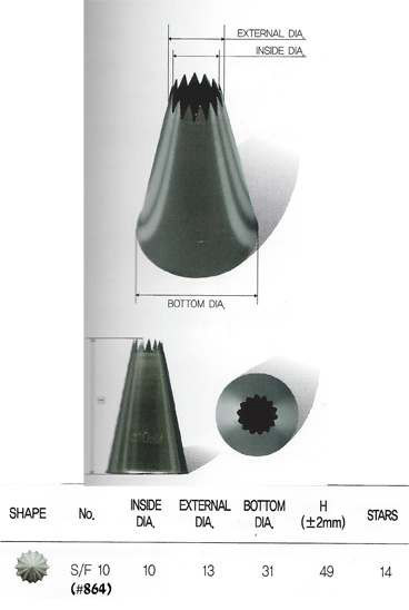 S/F10 S864 צנטר כוכב צרפתי 14 שיניים פתח 10ממ, נירוסטה