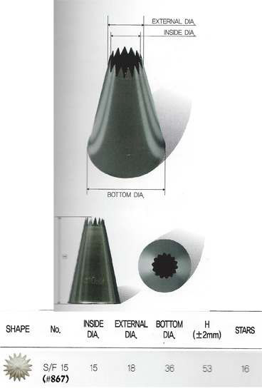 S/F15 S867 צנטר כוכב צרפתי 16 שיניים פתח 15ממ, נירוסטה