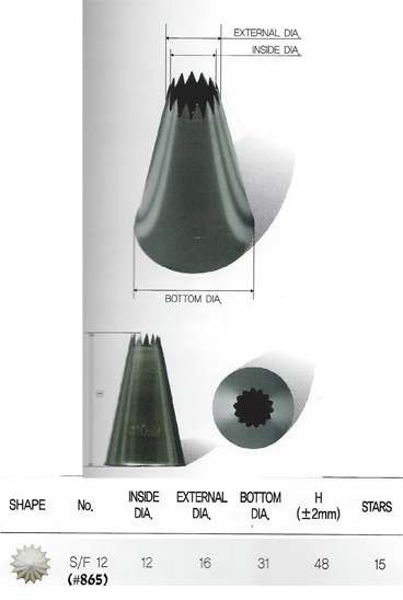 S/F12 S865 צנטר כוכב צרפתי 15 שיניים פתח 12ממ, נירוסטה