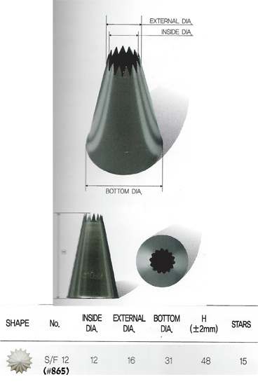 S/F12 S865 צנטר כוכב צרפתי 15 שיניים פתח 12ממ, נירוסטה