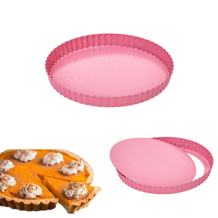 תבנית פאי תחתית נשלפת 24 סמ טפלון ורודה