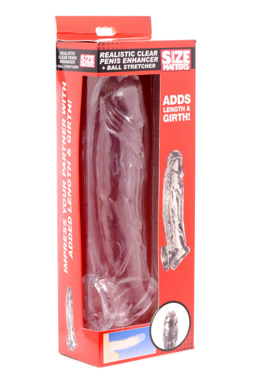 שרוול רך המעבה ומאריך את איבר הגבר Realistic Clear Penis Enhancer and Ball Stretcher