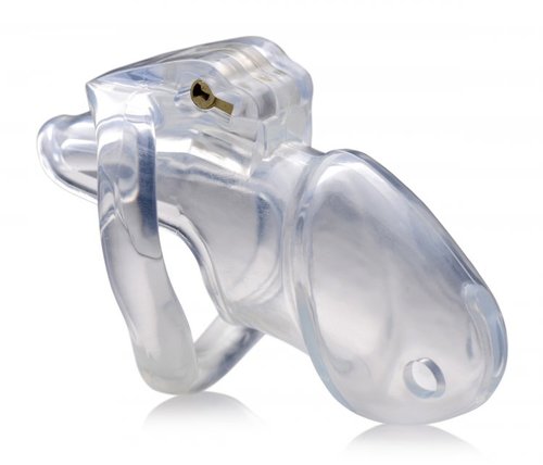 חגורת צניעות כלוב רך לאיבר המין של הגבר XR Brands- Clear Captor Chastity Cage