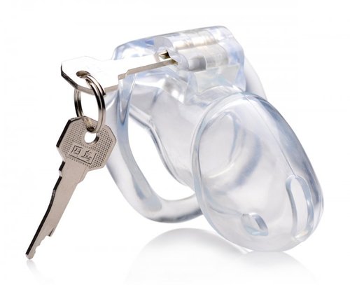 חגורת צניעות כלוב רך לאיבר המין של הגבר XR Brands- Clear Captor Chastity Cage