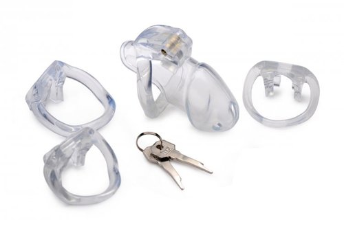 חגורת צניעות כלוב רך לאיבר המין של הגבר XR Brands- Clear Captor Chastity Cage