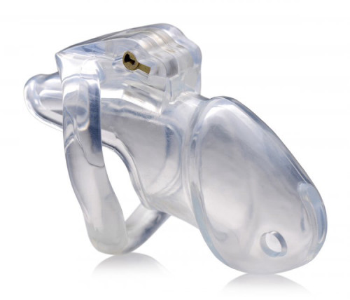 חגורת צניעות כלוב רך לאיבר המין של הגבר XR Brands- Clear Captor Chastity Cage
