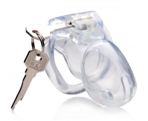 חגורת צניעות כלוב רך לאיבר המין של הגבר XR Brands- Clear Captor Chastity Cage