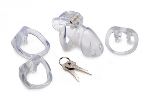חגורת צניעות כלוב רך לאיבר המין של הגבר XR Brands- Clear Captor Chastity Cage