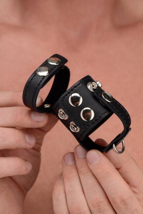 טבעת זקפה עם חובק לאשכים Cock Strap and Ball Stretcher