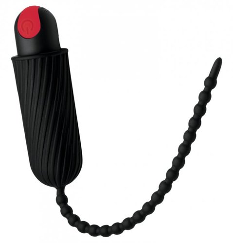 חוטר סאונדינג סיליקון רוטט לאיבר המין XR Brands - 7X Dark Chain Rechargeable Remote Silicone Sound